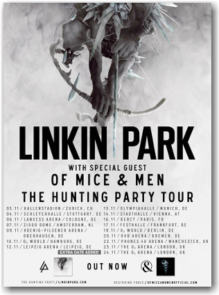 affiche hunting part tour lonkin park paris bercy