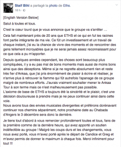 eths annonce la fin du groupe